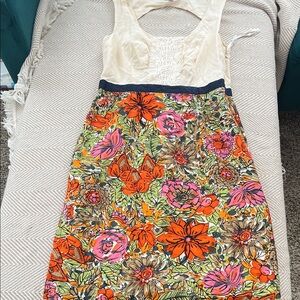 Floral Sleeveless Dress with Lace Detail